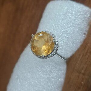 yellow citrine over sterling silver ring size 7